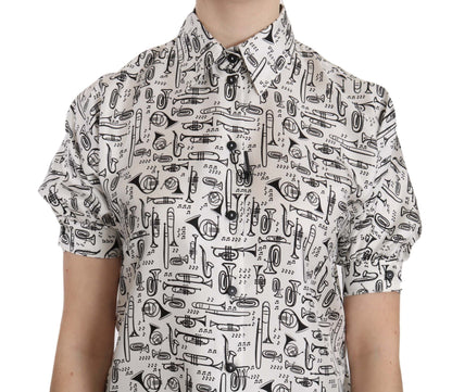 Trompetendruck Knopfleiste Seidentop Bluse