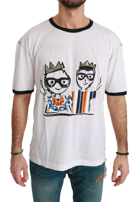 Weißes Männer Print #dgfamily Baumwoll-T-Shirt