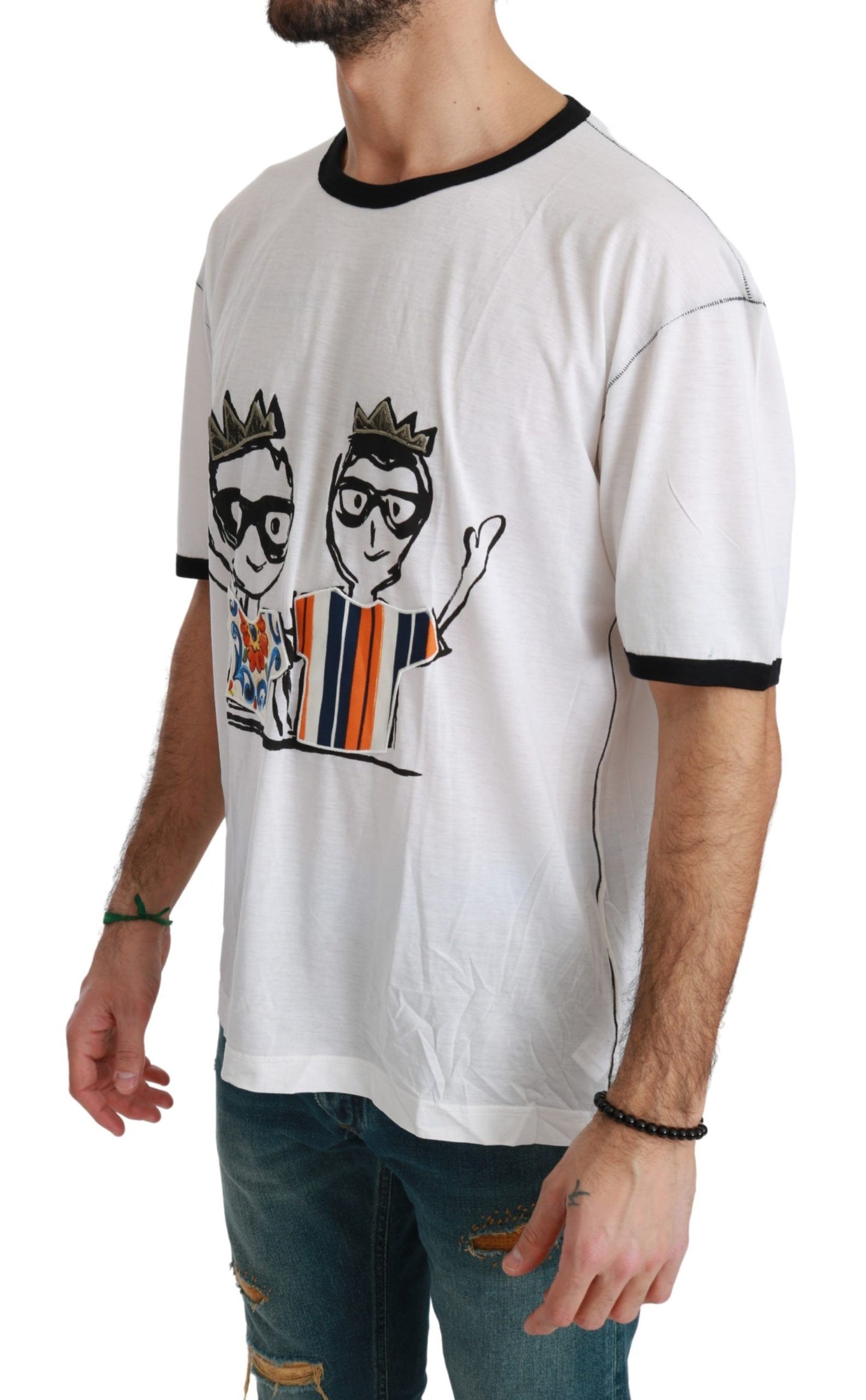 Weißes Männer Print #dgfamily Baumwoll-T-Shirt