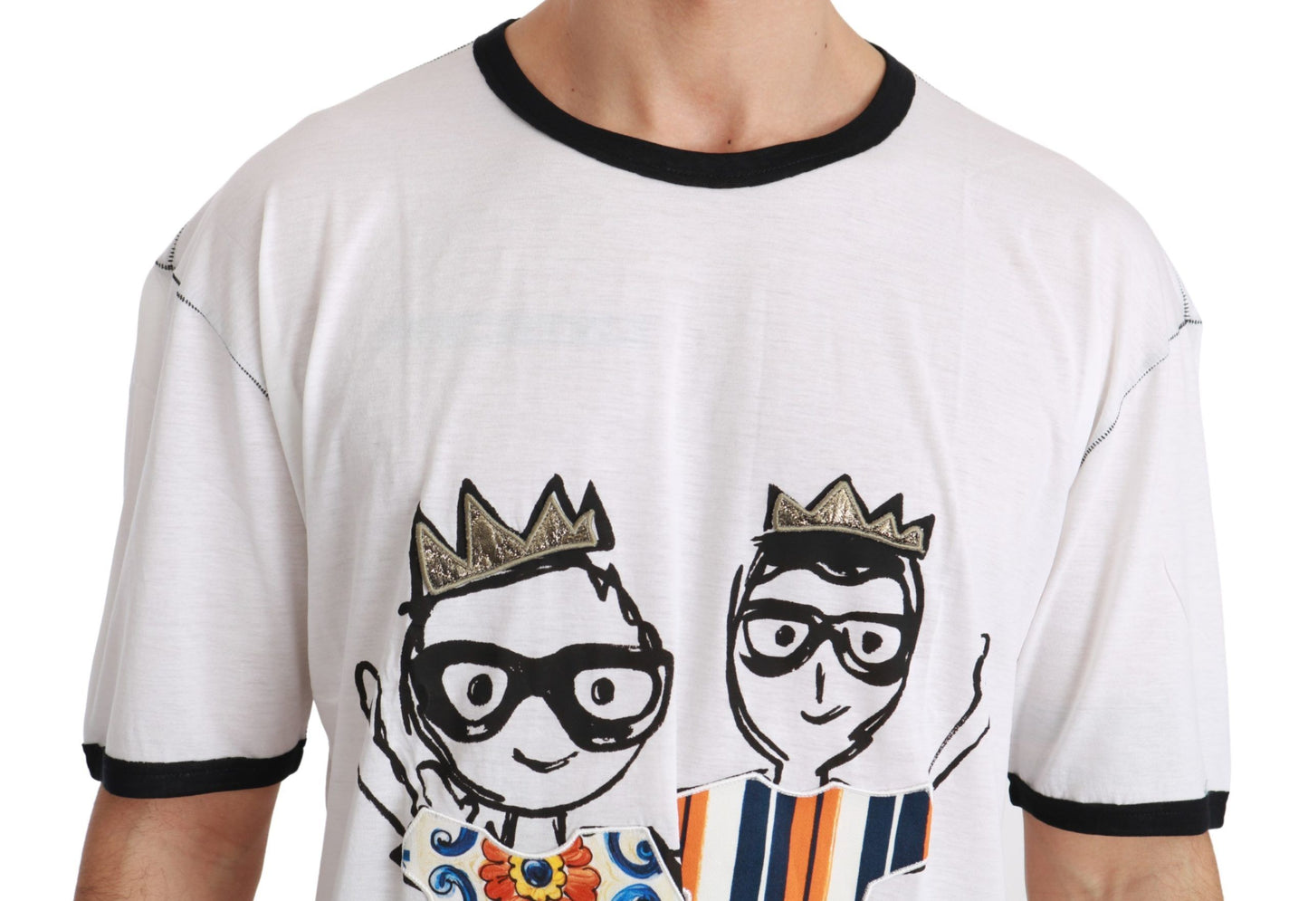 Weißes Männer Print #dgfamily Baumwoll-T-Shirt