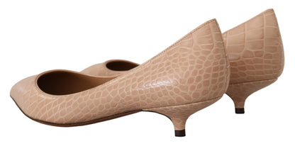Beige Leder Kitten Heels Pumps Schuhe