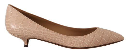 Beige Leder Kitten Heels Pumps Schuhe
