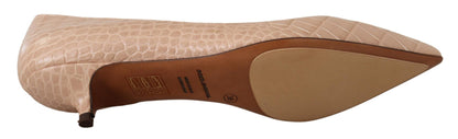 Beige Leder Kitten Heels Pumps Schuhe