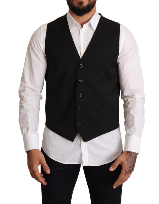 Schwarzes formelles Wollwestenkleid