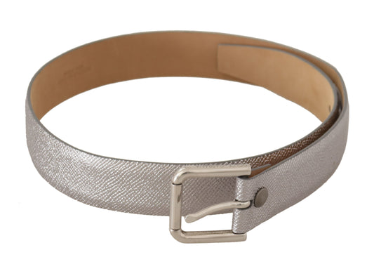 Metallic Silber Leder Metall Gürtelschnalle