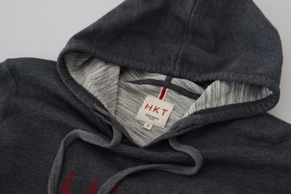Grauer Langarmpullover aus Baumwolle mit Kapuze