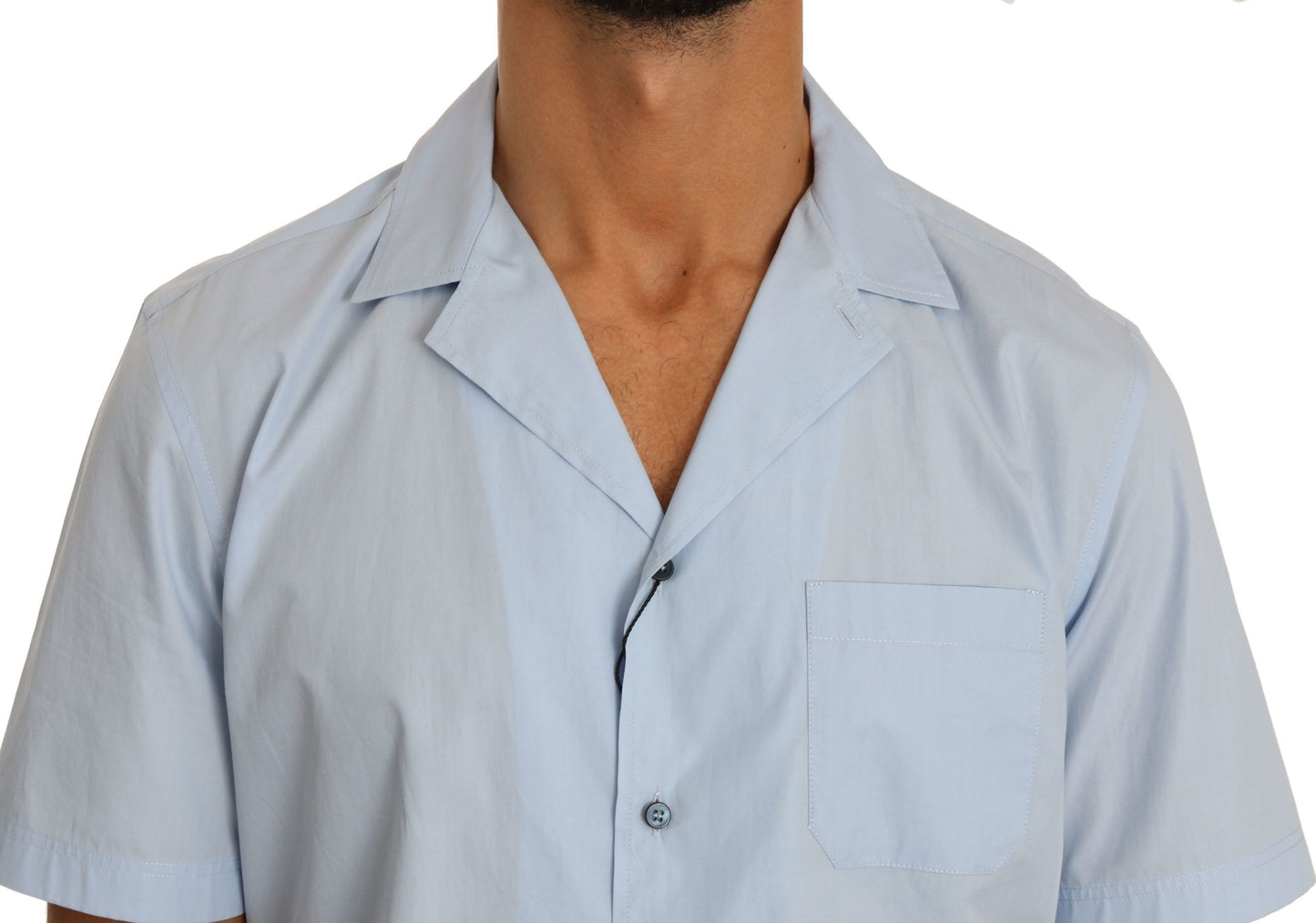 Blaues Kurzarmhemd aus 100% Baumwolle