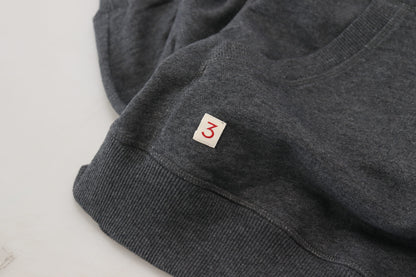 Grauer Langarmpullover aus Baumwolle mit Kapuze