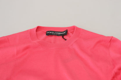 Rosa Seidenpullover mit Rundhalsausschnitt