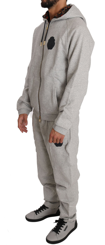 Grauer Baumwollpullover Hose Trainingsanzug