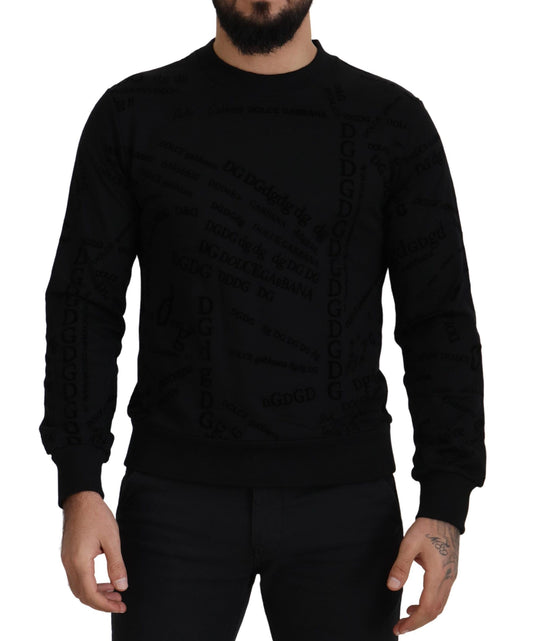 Schwarzer Pullover aus Baumwollmischung mit Rundhalsausschnitt