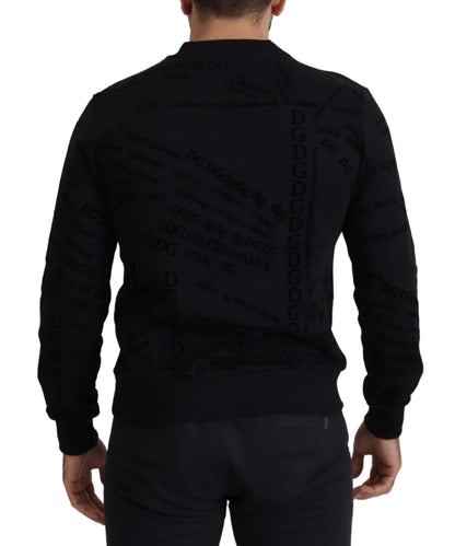 Schwarzer Pullover aus Baumwollmischung mit Rundhalsausschnitt