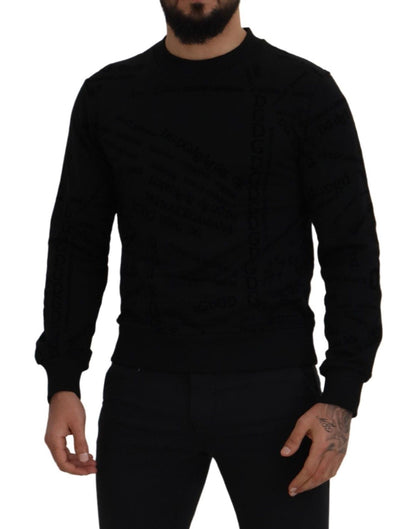 Schwarzer Pullover aus Baumwollmischung mit Rundhalsausschnitt