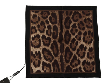 Brauner Leopard Seide Quadratisches Taschentuch Schal