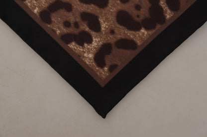 Brauner Leopard Seide Quadratisches Taschentuch Schal
