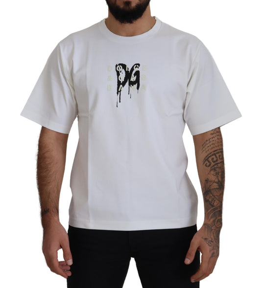 Weißes T-Shirt mit Logoaufdruck aus Baumwolle mit Rundhalsausschnitt
