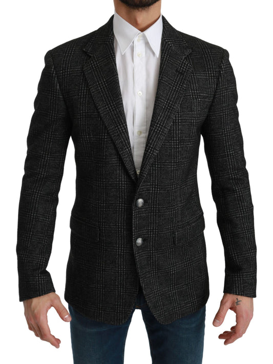 Graue karierte Slim Fit Jacke Blazer