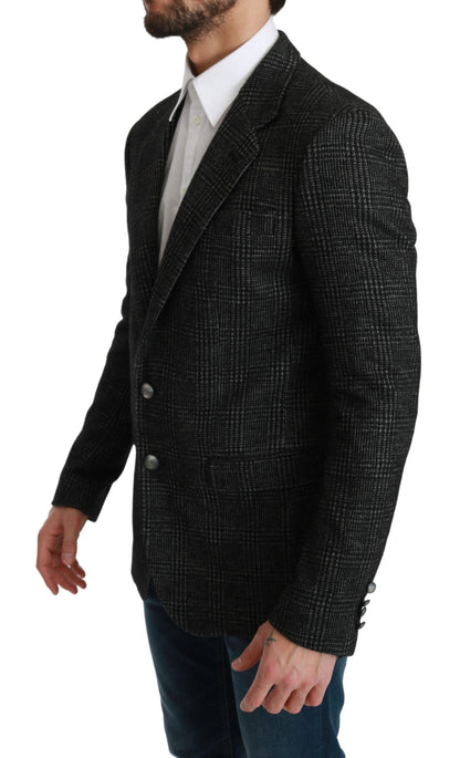 Graue karierte Slim Fit Jacke Blazer