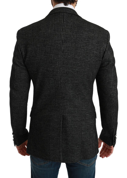 Graue karierte Slim Fit Jacke Blazer