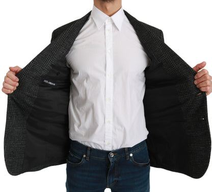 Graue karierte Slim Fit Jacke Blazer