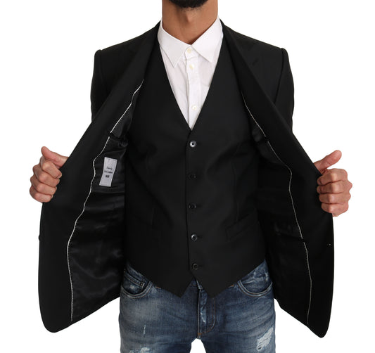 Blazer Weste 2 Stück Schwarz Wolle MARTINI