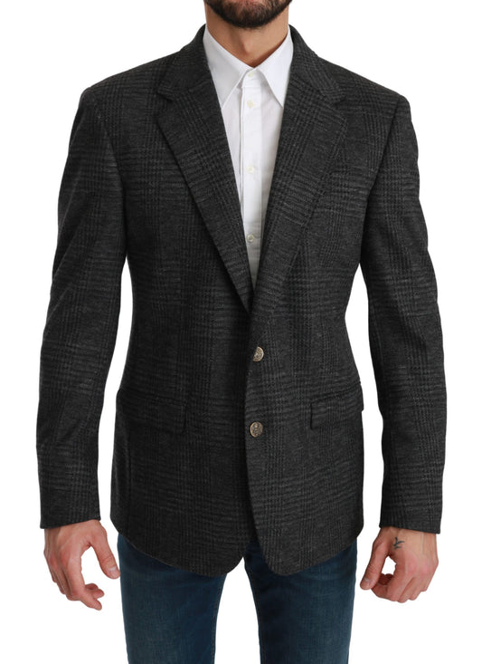 Grau kariertes Wollsakko Formeller Blazer