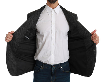 Grau kariertes Wollsakko Formeller Blazer
