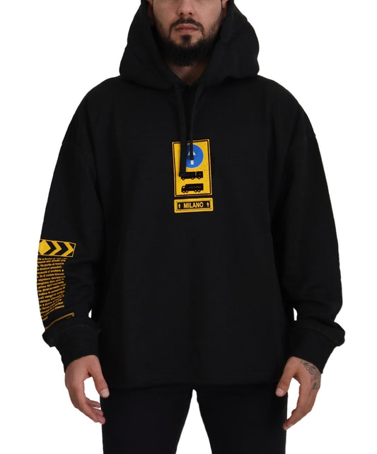 Schwarzer DG Shield Pullover aus Baumwolle mit Kapuze