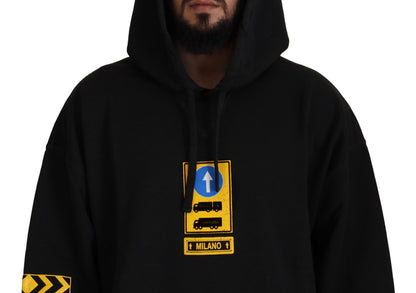 Schwarzer DG Shield Pullover aus Baumwolle mit Kapuze