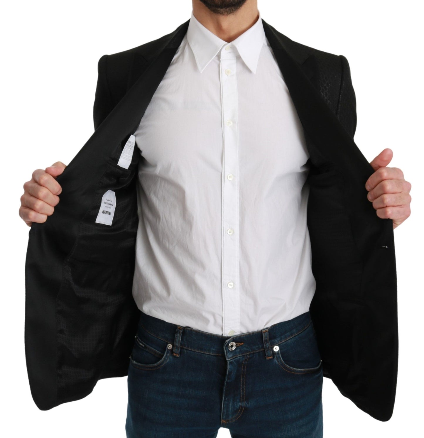 Schwarze Slim Fit Jacke MARTINI Blazer