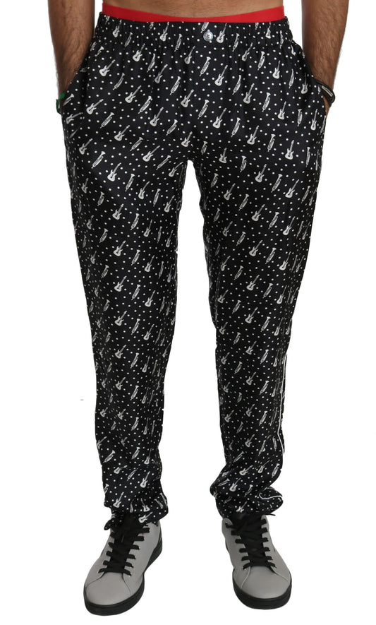 Schwarze Musikinstrumenten-Hose aus Seide