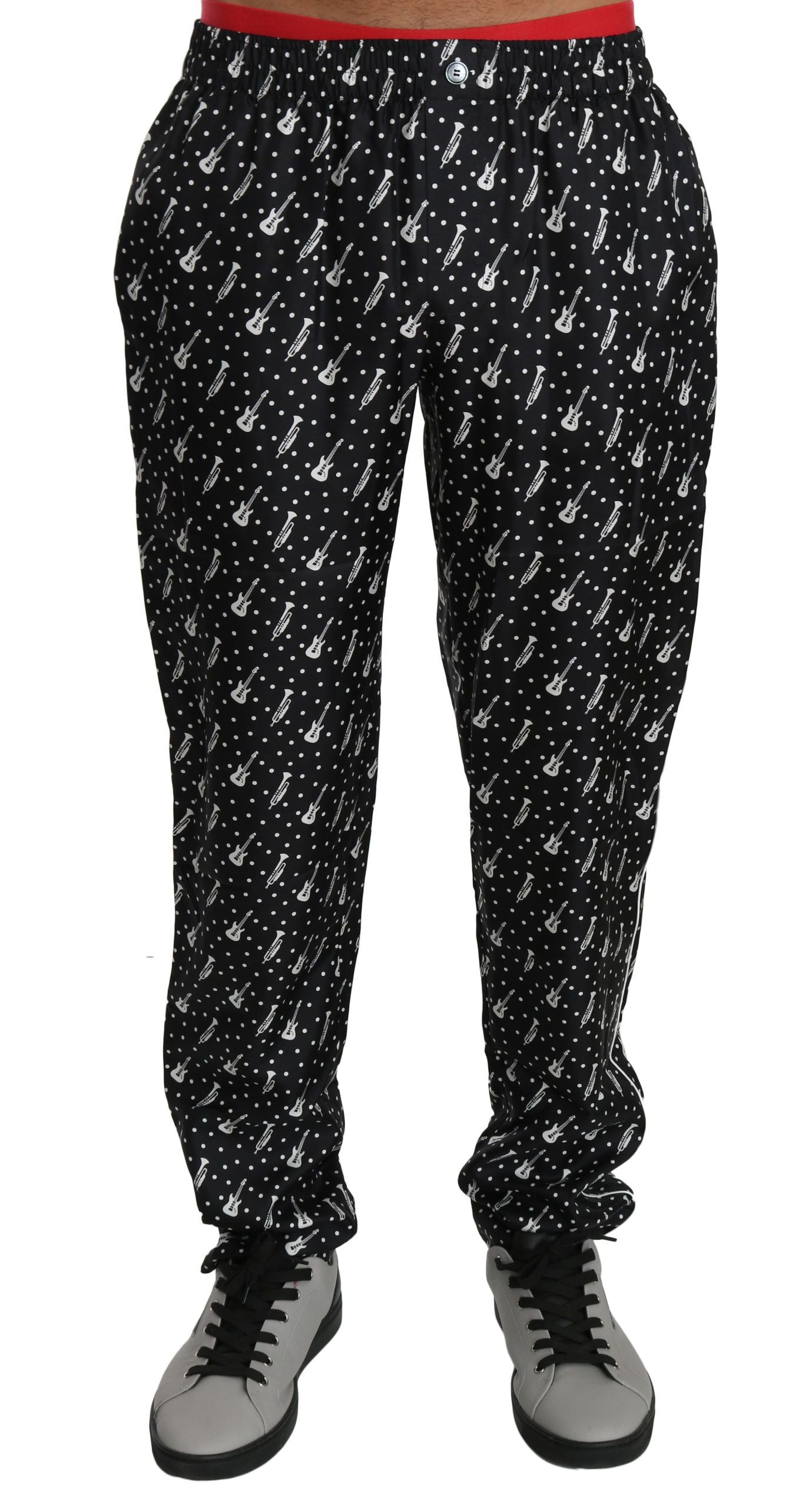 Schwarze Musikinstrumenten-Hose aus Seide