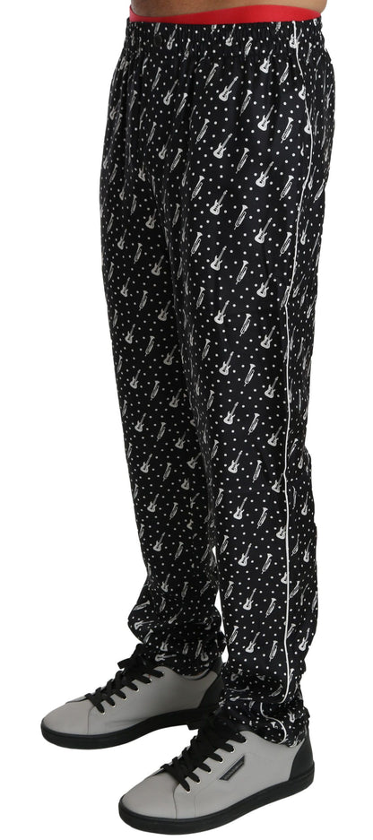Schwarze Musikinstrumenten-Hose aus Seide