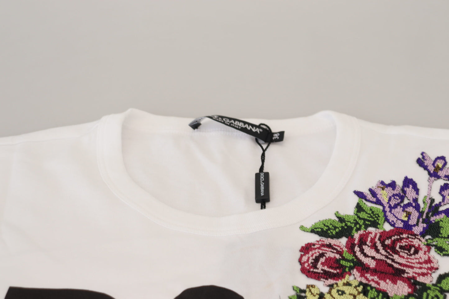 Weißes bedrucktes Pullover-Top mit kurzen Ärmeln