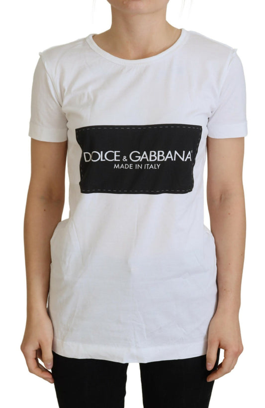 Weißes Baumwoll-T-Shirt mit Logodruck