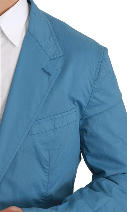 Blauer einreihiger formeller Blazer aus Baumwolle