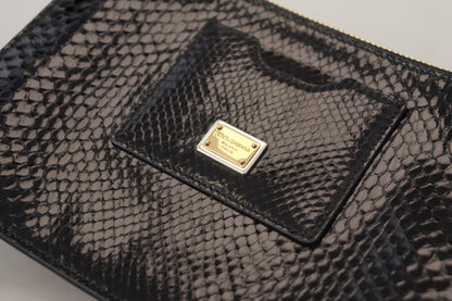 Schwarzes Leder Ayers Clutch Geldbörse Portemonnaie Brieftasche