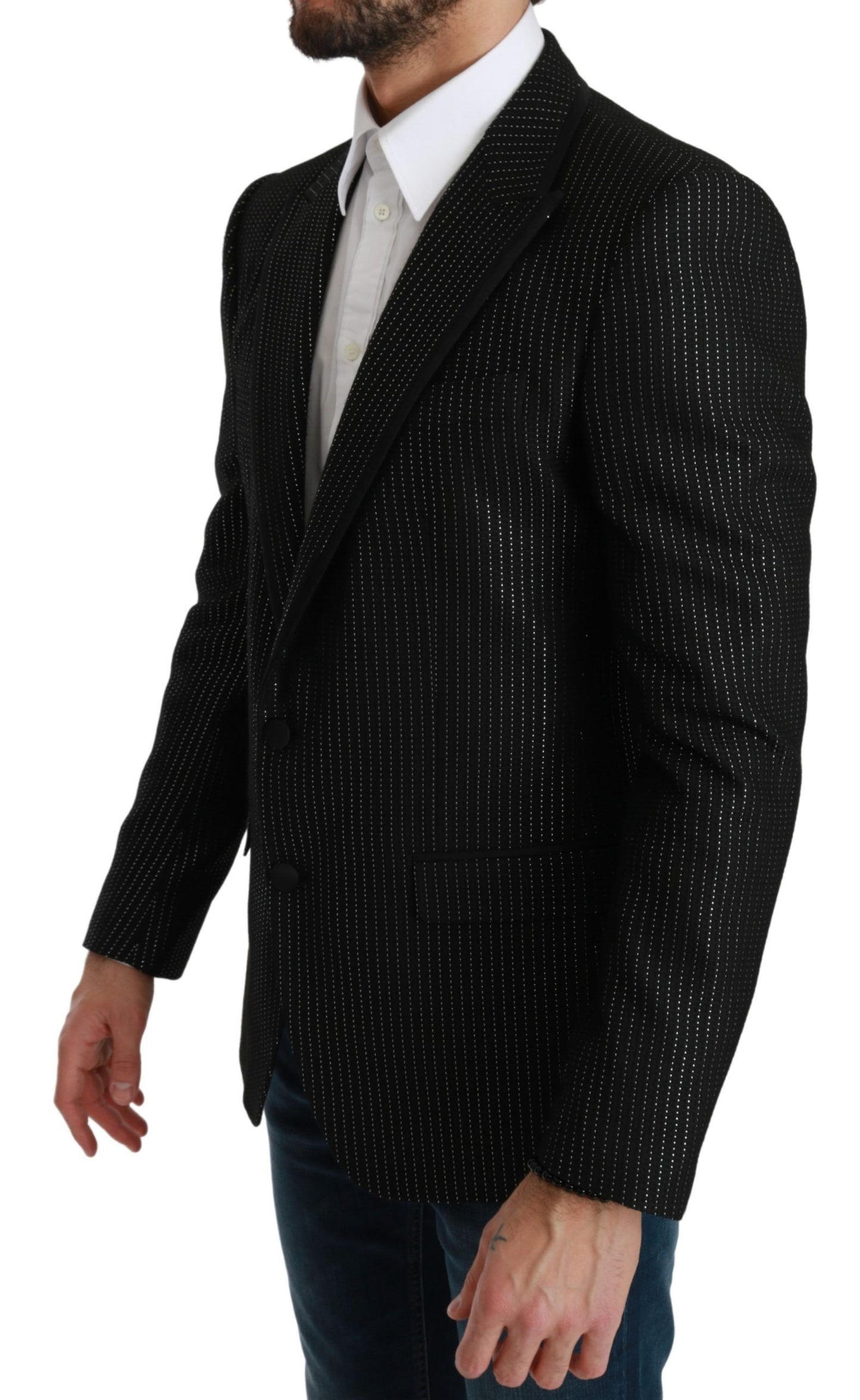 Schwarz gestreifter einreihiger MARTINI Blazer