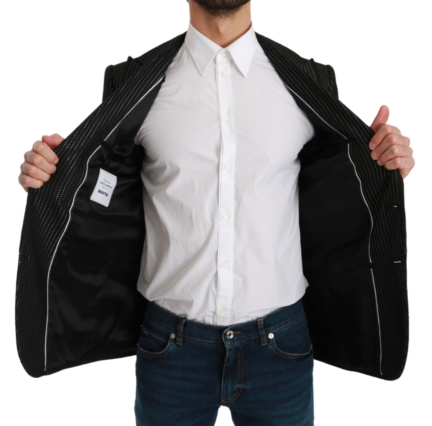 Schwarz gestreifter einreihiger MARTINI Blazer