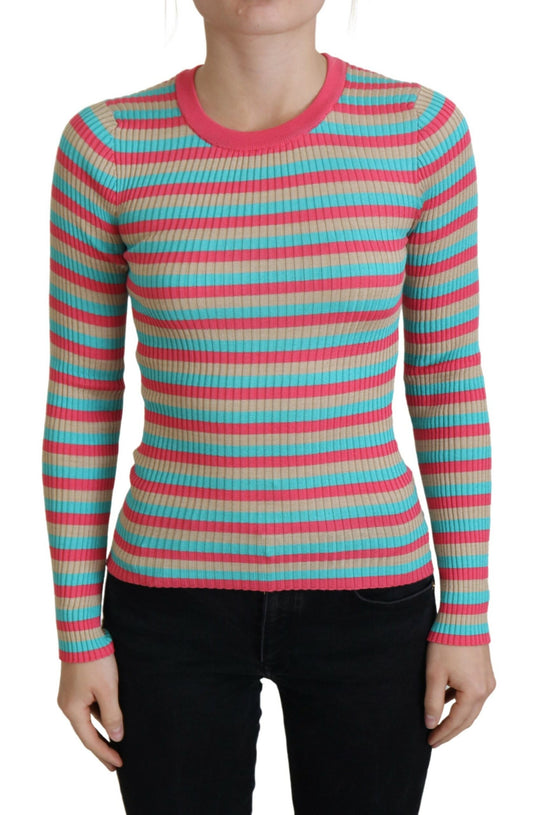 Multicolor Pullover mit Rundhalsausschnitt aus Seide