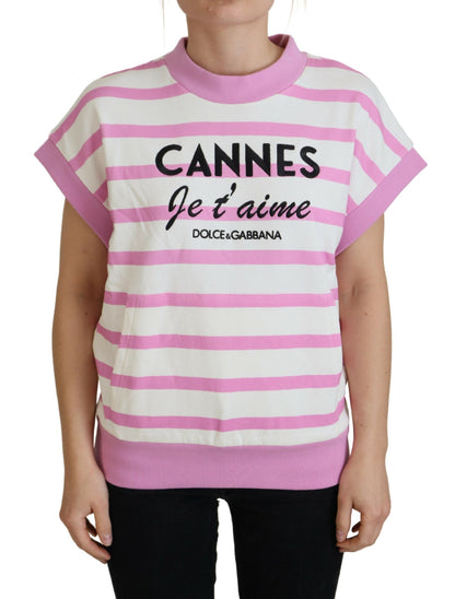 Weiß-rosa CANNES Exklusive T-shirt