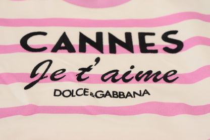 Weiß-rosa CANNES Exklusive T-shirt