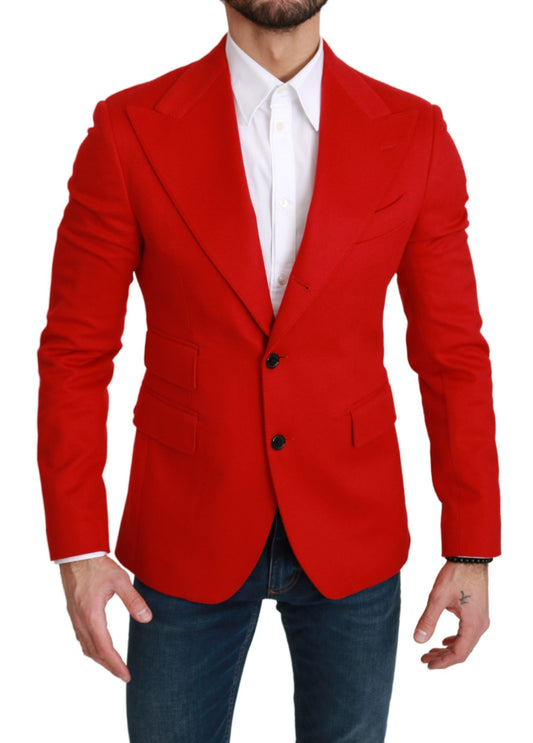 Rotes Kaschmir Slim Fit Mantel Jacke Blazer