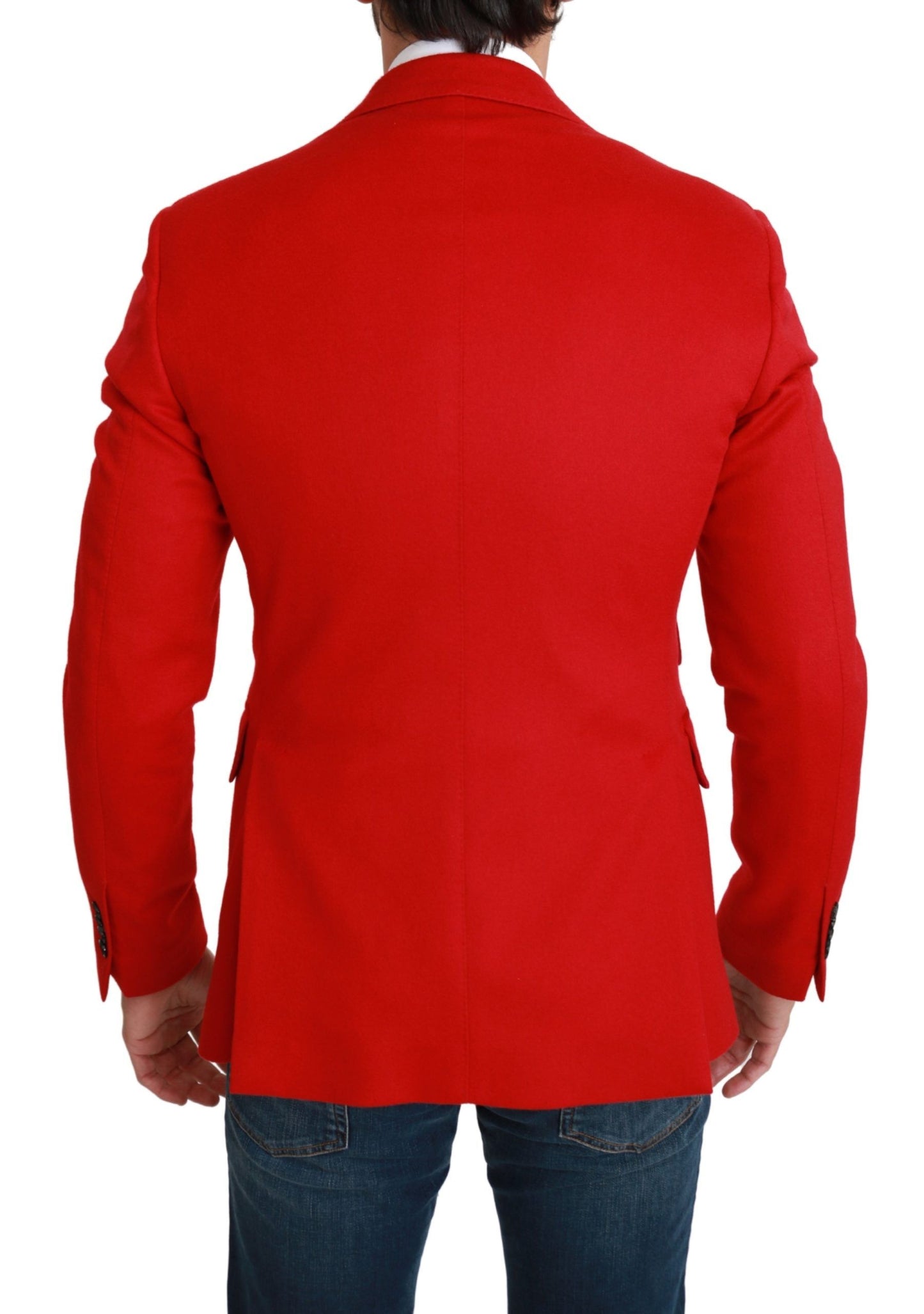Rotes Kaschmir Slim Fit Mantel Jacke Blazer