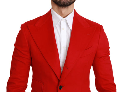 Rotes Kaschmir Slim Fit Mantel Jacke Blazer