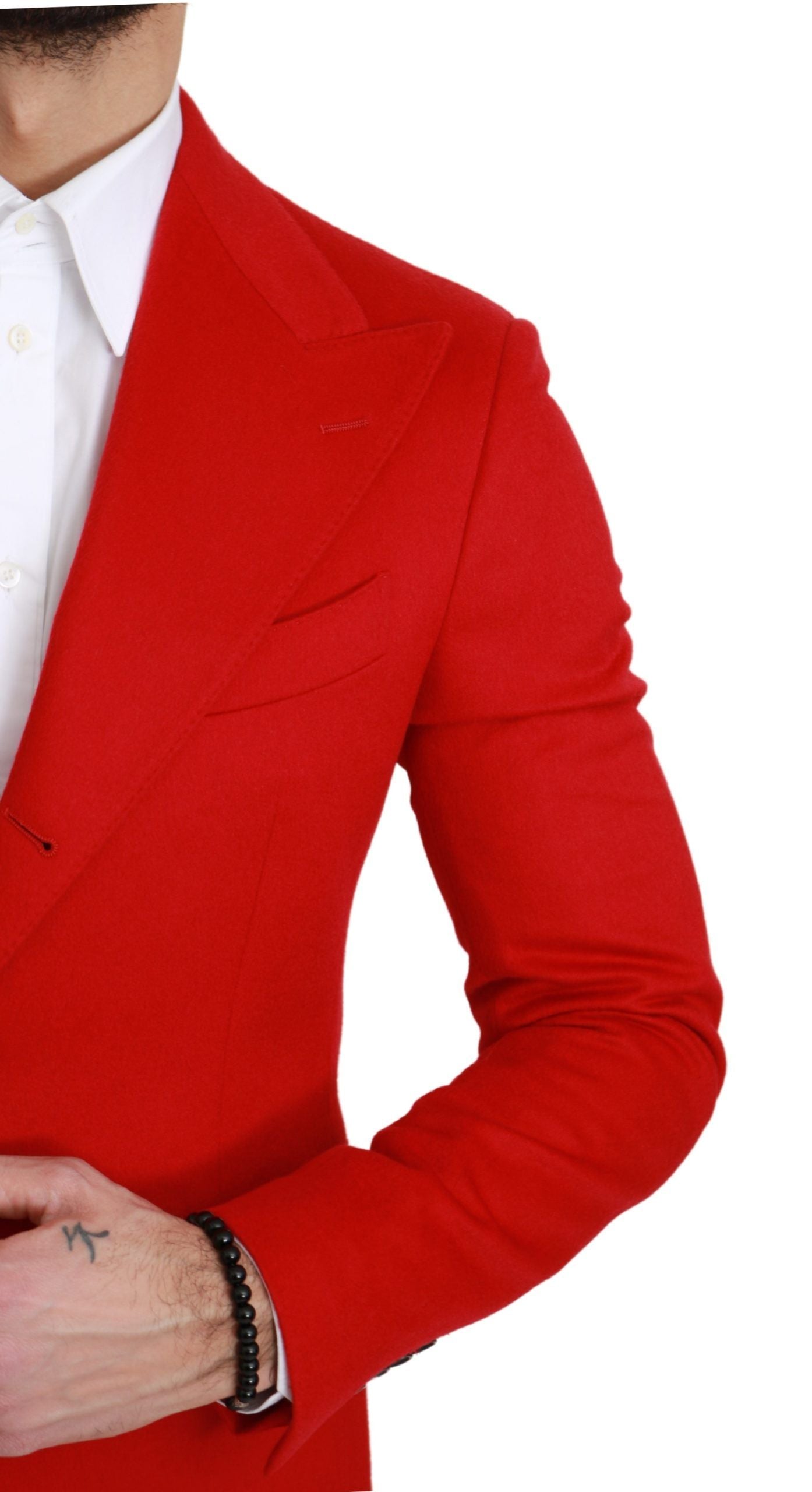 Rotes Kaschmir Slim Fit Mantel Jacke Blazer