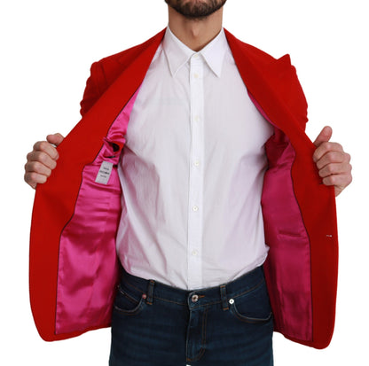 Rotes Kaschmir Slim Fit Mantel Jacke Blazer