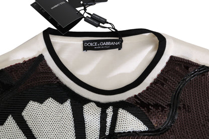 Weißer Jazz Pailletten-Gitarren-Pullover Top Pullover