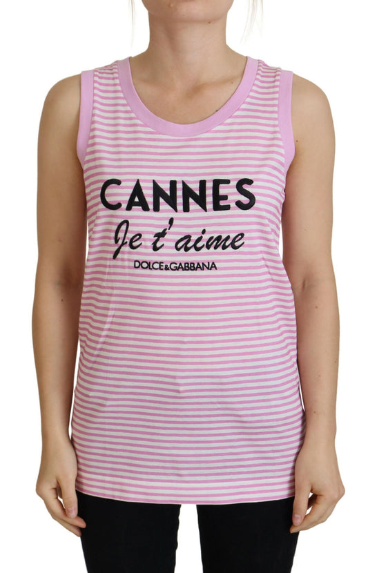 Weißes rosa CANNES-Top Exklusive T-shirt