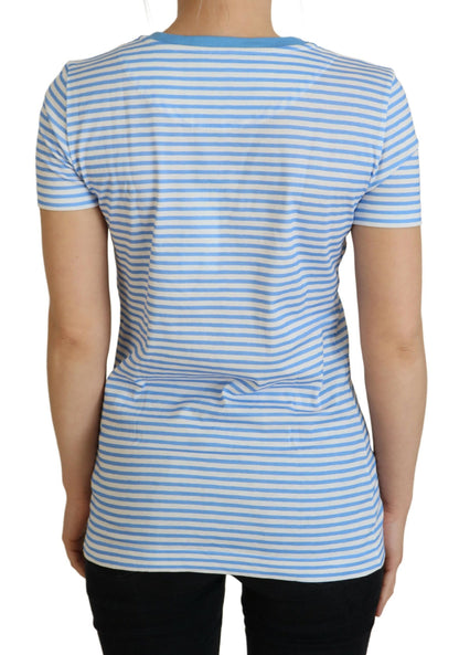 Weiß Blau Baumwolle Exklusiv ST. TROPEZ-T-Shirt
